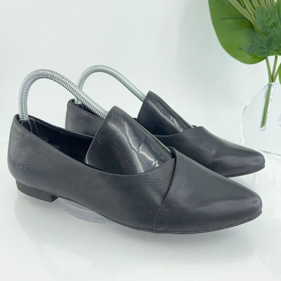 Born Women's Loafer Size 8.5 Flats Slip On Black Vegan Shoe Comfy Pointed - Picture 1 of 14